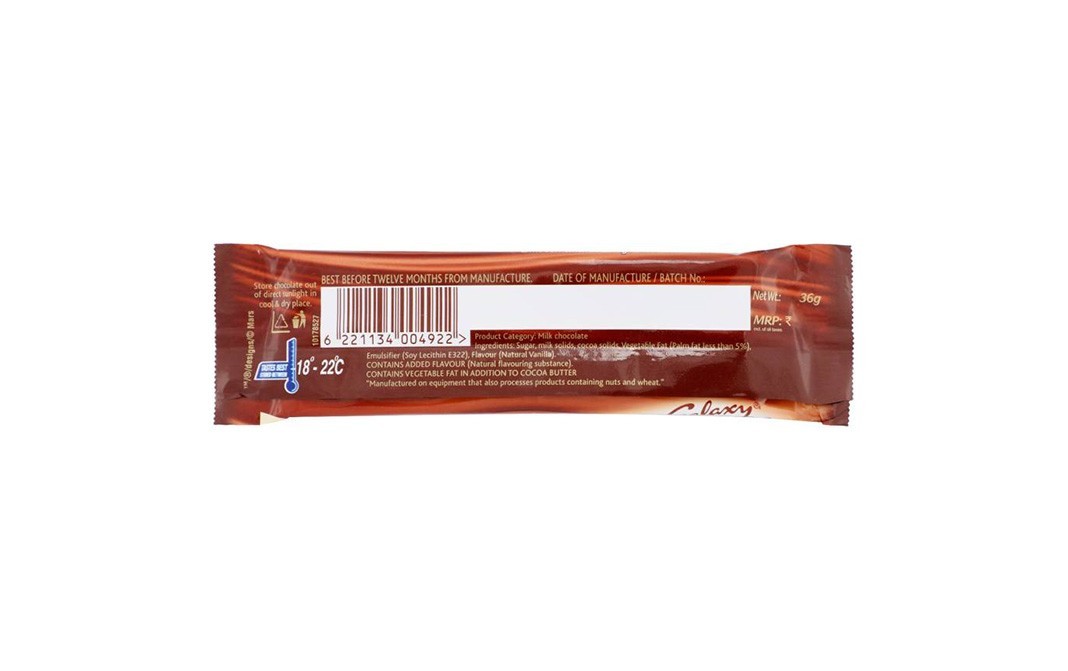 Galaxy Smooth Milk Chocolate Bar   Pack  36 grams